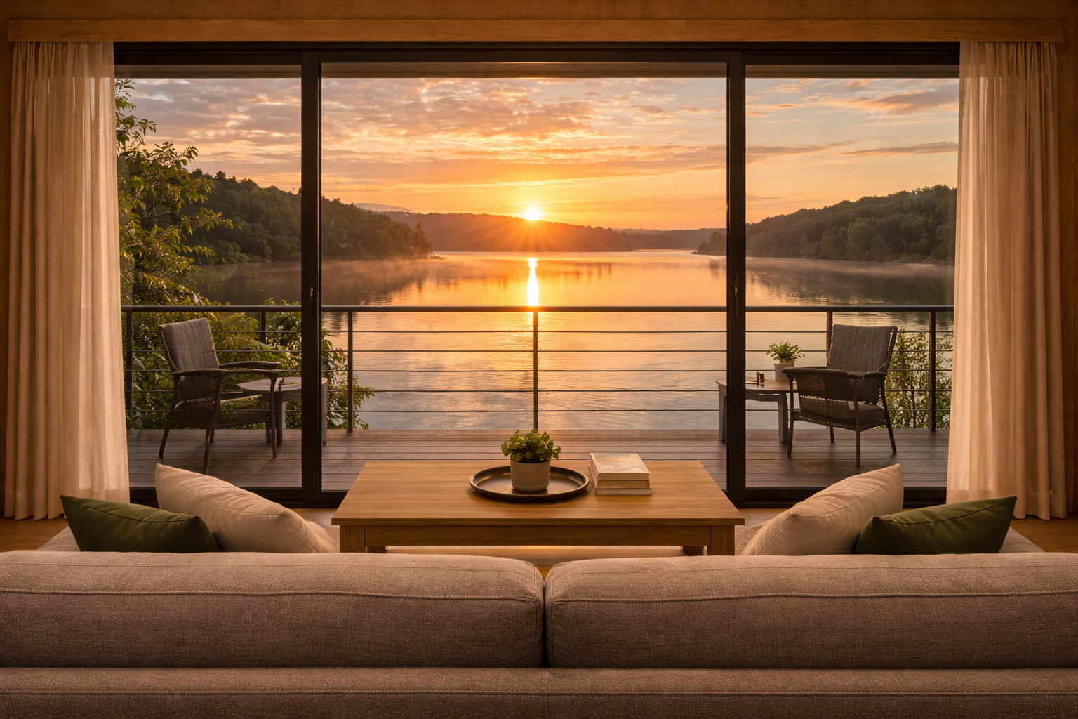 Living con vista al lago